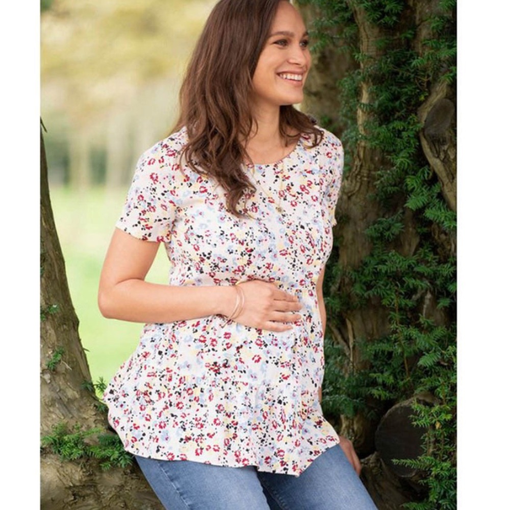 Seraphine Leora Ss Frill Sleeve Nursing Top White/Multicolor Size 10